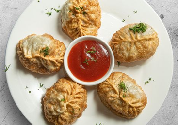Манты жаренные с мясом