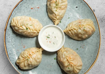 Манты с мясом и тыквой
